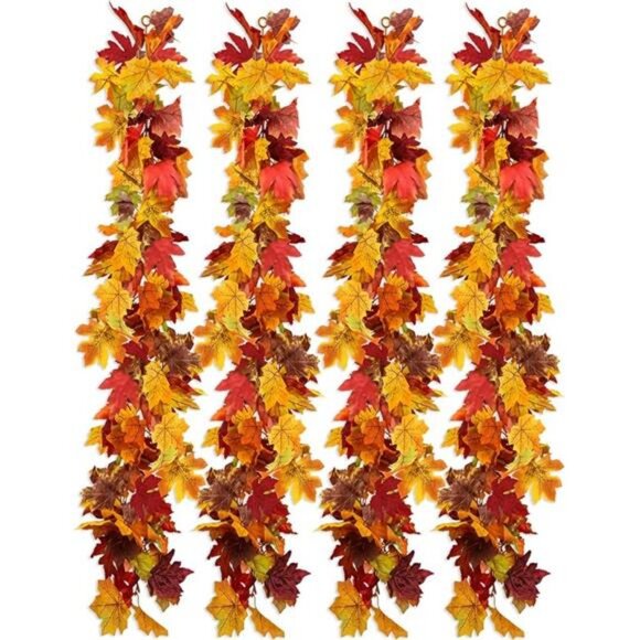 4 Packs Fall Garland Maple Leaf, 5.9Ft/Pieces Fall Leaves Garland - Picture 7 of 7